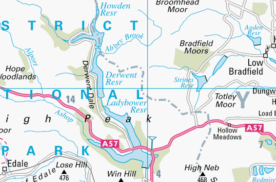 Map of Derwent reservoirs.